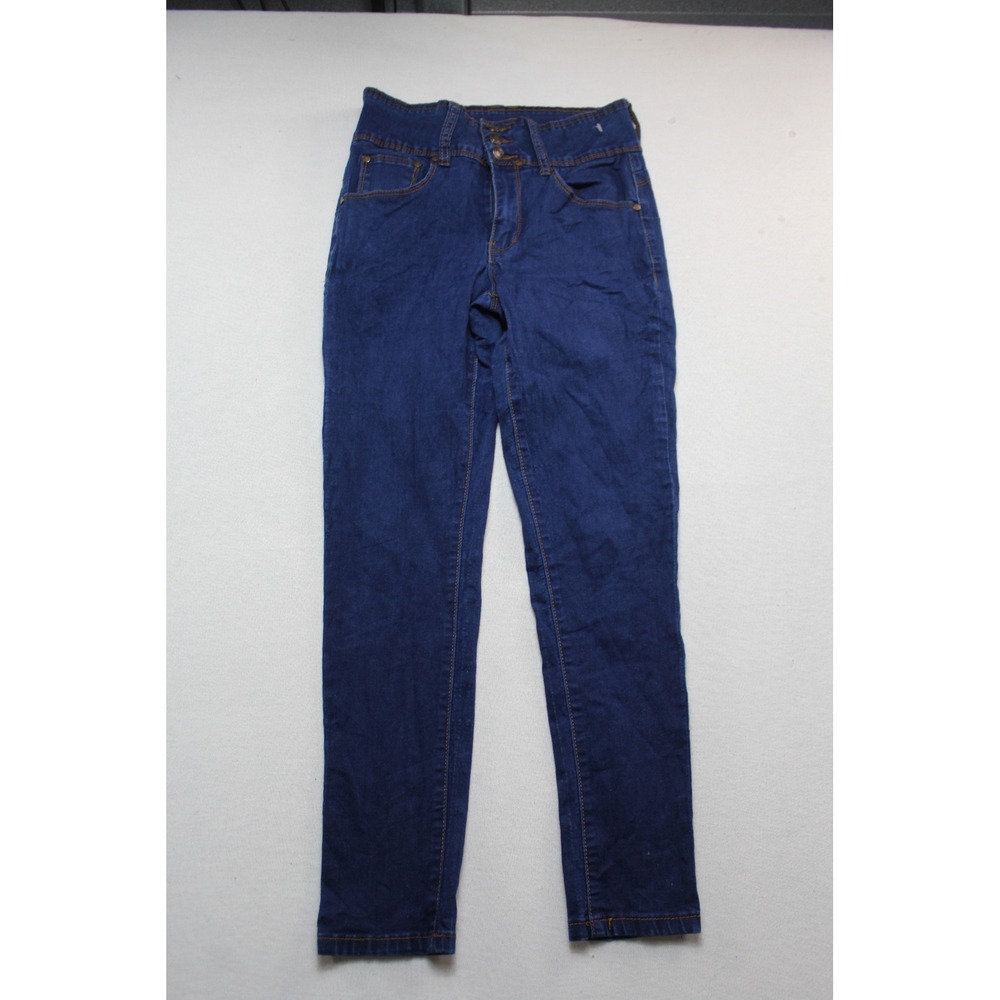 Monkey Ride Jeans Skinny Women Size Five 27 Blue High Rise Triple Button